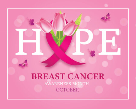 Breast Cancer Awareness Month Illustration with Pink Ribbon