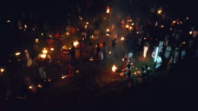Thootedara, Nandikoor Temple, Nandikoor Sri Durgaparameshwari Temple.
Thootedara, also known as Agni Keli, is a centuries-old fire throwing ritual. 