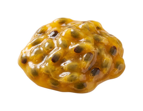 Fresh passion fruit pulp with seeds isolated on transparent background