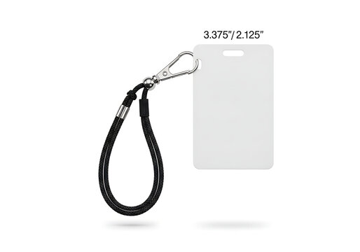 Black lanyard with carabiner attached to id card holder