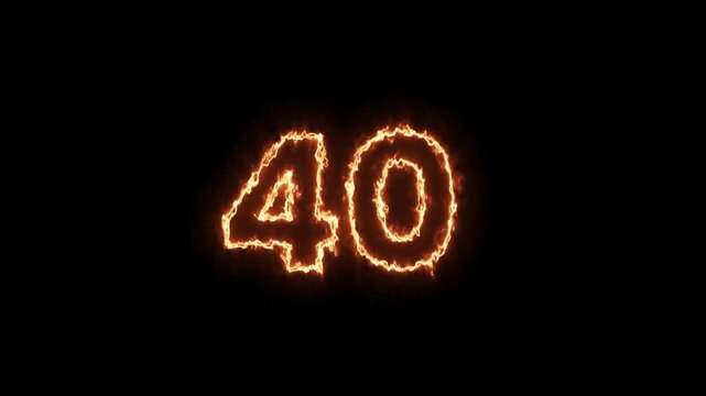 Glowing number forty variations with different lighting effects