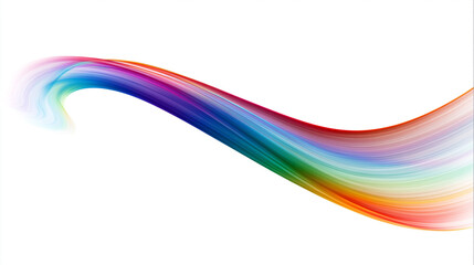 Fototapeta premium Bunte Regenbogenwelle aus fließenden Farbverläufen auf weißem Hintergrund, modernes Designelement für Werbung und digitale Medien.