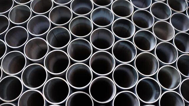 Industrial metal pipes in a factory