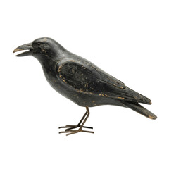 Obraz premium Wooden raven sculpture on white background
