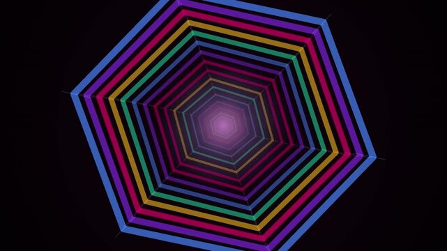 Hypnotic hexagonal pattern in vibrant colors creating a technologyinspired background