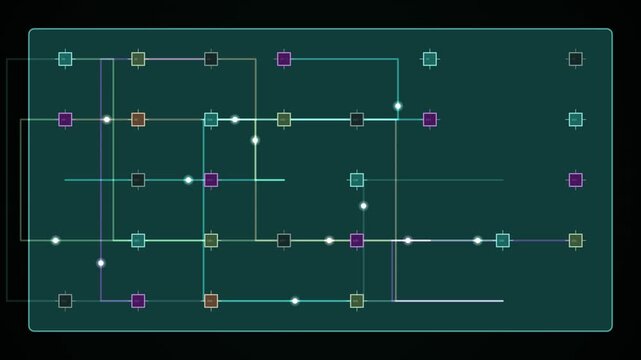 Intricate loop design with colorful nodes and connecting lines