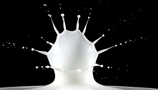 Dynamic White Liquid Splash Against Black