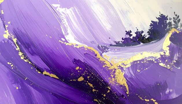 Vibrant Abstract Landscape with Gold Highlights and Dynamic Strokes