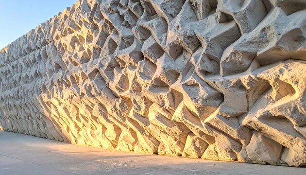 Golden Light Illuminates Organic Textured Wall