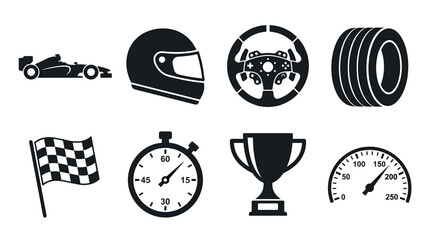 Fototapeta premium Racing and Motorsport Icon Set
