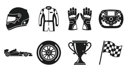 Fototapeta premium Set of Flat Icons for Formula Racing