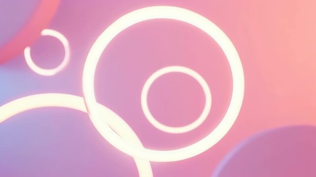 Neon Ring Abstract Background with Pastel Glow and Overlapping Circular Gradient Composition