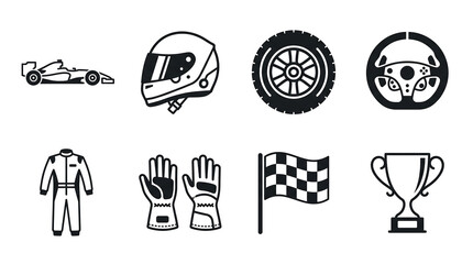 Fototapeta premium Set of Flat Racing Icons