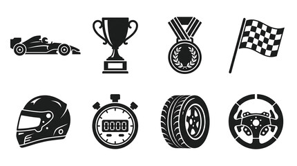 Fototapeta premium Set of Racing and Motorsport Icons