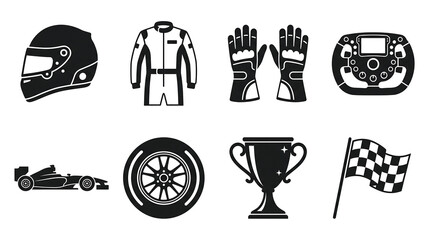 Fototapeta premium Set of Flat Icons for Formula Racing