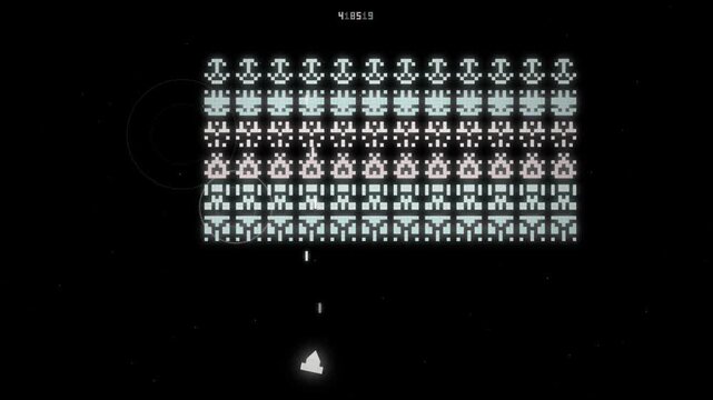 retro space invaders game style overlay with a looping pattern and tech aesthetic