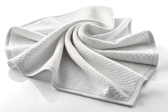Clean white cleaning cloth folded neatly with textured fabric