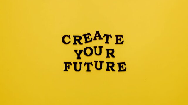 typography create your future abstract bold black letters on yellow background