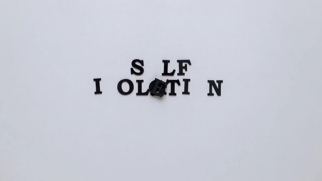 typography self isolation abstract black letters on white background