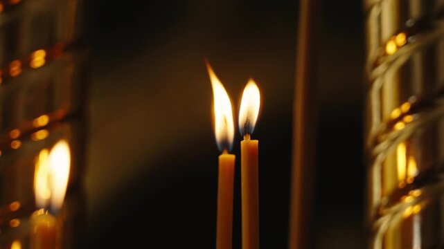 Burning Candles Inside Orthodox Church