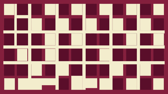 Abstract Geometric Pattern, Burgundy and Cream Squares, Modern Design