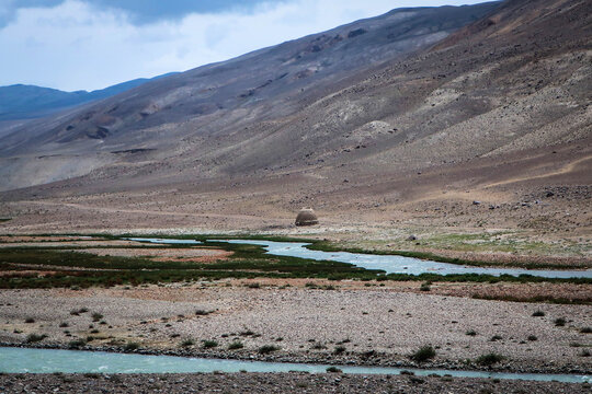 Panj River view near Langar village, Afghan border, Tajikistan