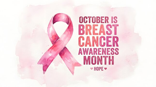 A beautiful watercolor illustration featuring a pink ribbon symbol for breast cancer awareness month pink ribbon campaign to support patients and survivors during october yearly