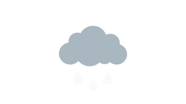 Rain Cloud Animation with Falling Droplets on a Clean Background Perfect for Weather Forecast Graphics and Icon Designs