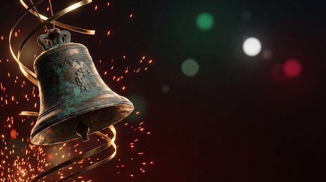 Swinging Campana de Dolores Bell with Sparks for Mexico Independence Day