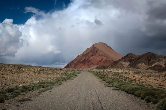 Road view of Pamir Highway near Murghob village, Tajikistan