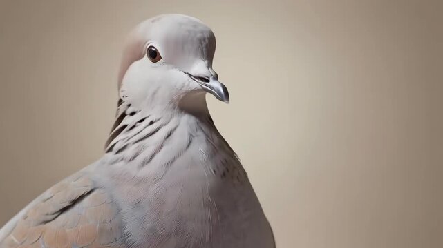 Mourning Dove Portrait, Bird Close Up with Soft Feather Detail and Alert Expression