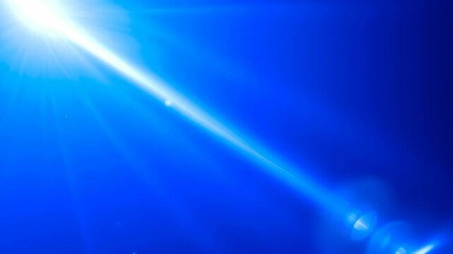Blue Light Ray Underwater with Sun Flare, Floating Particles and Deep Ocean Color Effect
