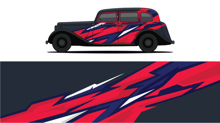 Naklejka premium Vintage Car with Union Jack Pattern Design