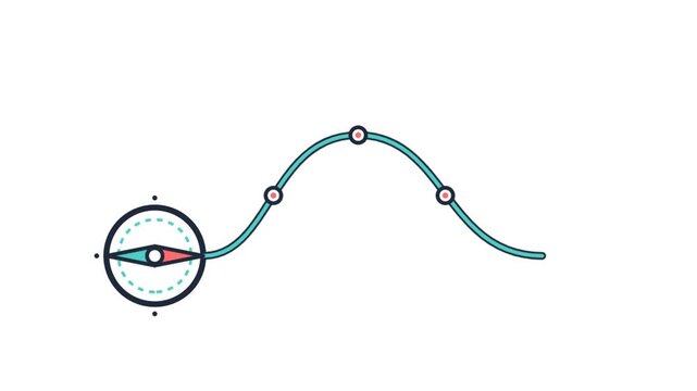 Animated Compass Drawing Route Path Map Line Travel Concept
