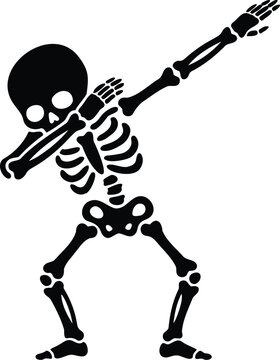 Playful cartoon skeleton character performing the popular dab dance pose a fun halloween illustration on a transparent background for designs