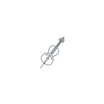 Minimal Mono-Line Cello Icon (Clean Vector Style)