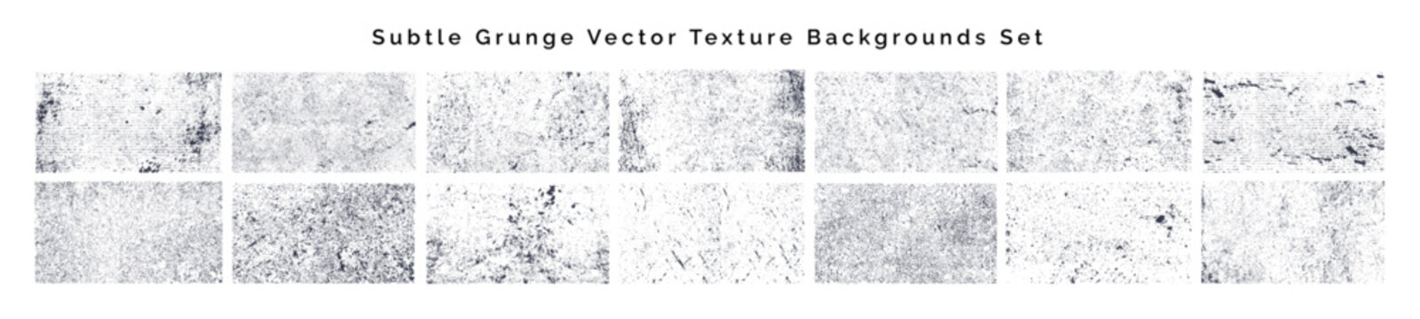 Subtle Grunge Vector Texture Backgrounds Set, Distressed Horizontal Noise and Scratch Overlays