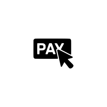 Pay per click icon. Solid black glyph of a ppc cursor for online advertising.