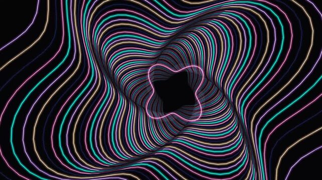 Procedural Art. Neon lines abstract patterns for dynamic backgrounds, motion graphics, digital art, technology concepts, and web design visuals. Electric light shapes.