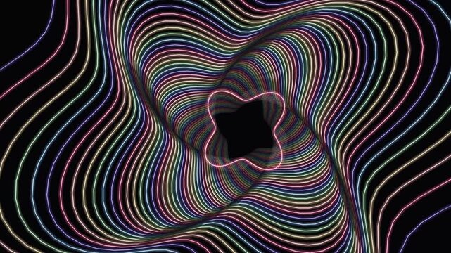 Procedural Art. Concentric psychedelic wave patterns suitable for abstract backgrounds or optical illusion designs, creating a visually captivating and mystifying effect.