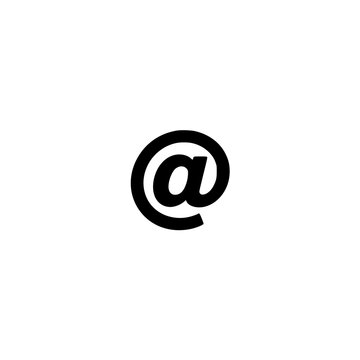 At mention icon. Solid black glyph of an at symbol for social mention and email.