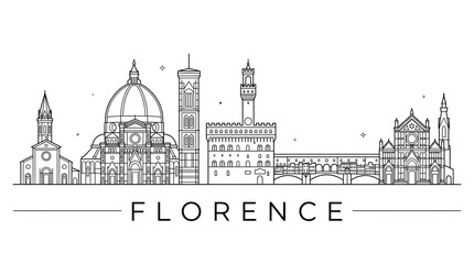 Fototapeta premium Florence Italy city skyline line art illustration