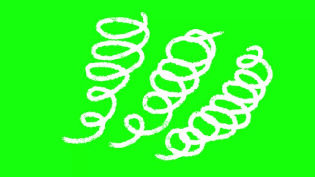 Handdrawn spring doodle animation on bright green screen background for video overlay and motion design.