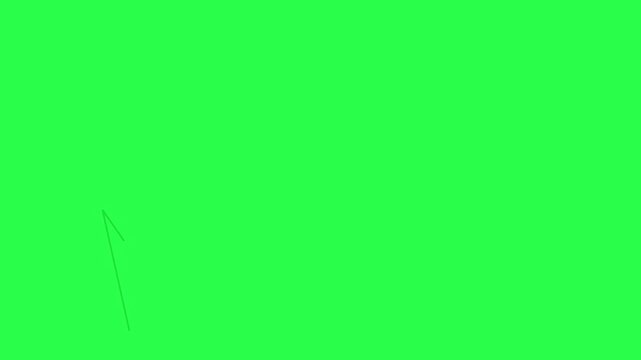 2D animation of Diagonal zigzag line rise and fall, against greenscreen. Used for trading, market up and down, heart rate lines.  Easily remove green background. Royalty free. 4k animation