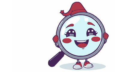 Fototapeta premium Cute Magnifying Glass Character – Cute Children's Cartoon Vector Illustration Icon for Kids Books, Nursery Decor, Apps, Stickers, Prints & Educational Design