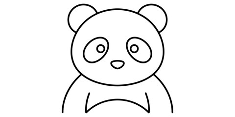 Simple black and white line art drawing of a cute panda bear face isolated for kids coloring book or graphic design projects Vector, illustration © PR Logo Maker
