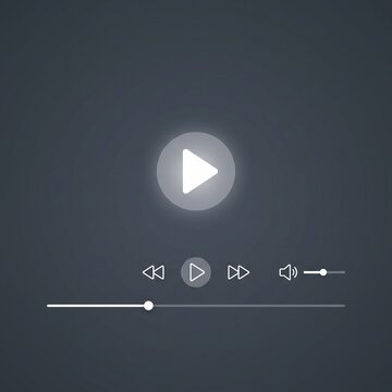 Modern media player controls on dark background