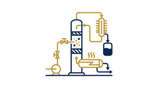 Distillation Column Process Icon Isolated Transparent Background