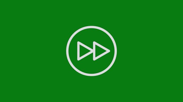 White fast forward media player icon on green background for digital interface design