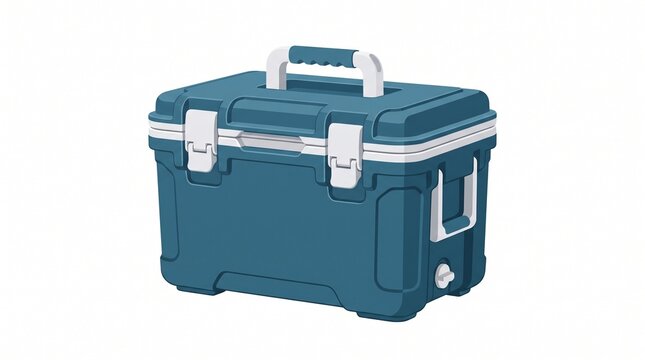 Durable and portable blue cooler box with a handle and secure latches, perfect for outdoor adventures and keeping refreshments chilled